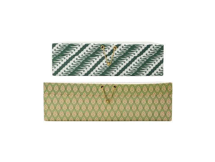 Boîtes de rangement (x2) en carton kaki et vert HDKeep