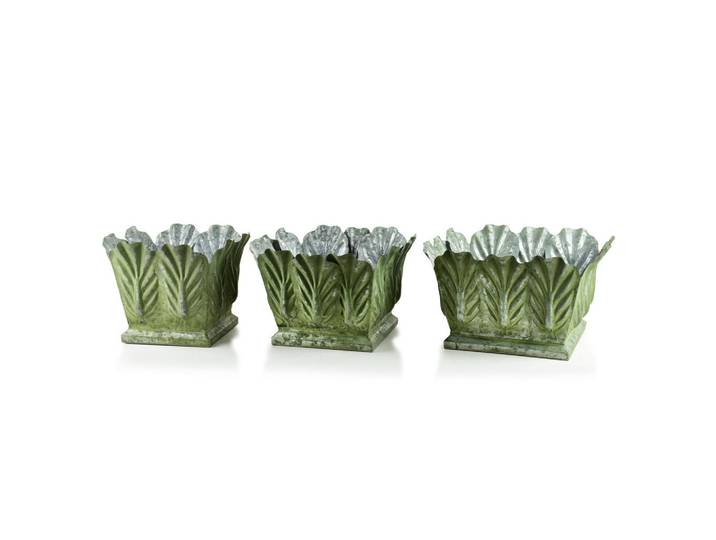 Mondex Blumentopf Marina 2er Set Grün 32/32/20 cm Metall, 32x20x32 cm, Dekoration, Blumen & Blumentöpfe, Übertöpfe