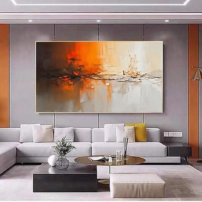 Handgemaltes, abstraktes Originalgemälde mit Terrakotta-Textur, gebranntem Orange, minimalistische Wandkunst, helle Wandgestaltung, Interieur-Kunst, Gemälde auf Leinwand