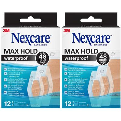 Nexcare Max Hold waterproof Pflasterstrips 3 Grö. 2x 2x12 St Pflaster