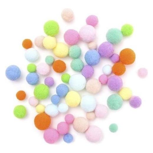 DP Craft Plüsch-Regenbogen-Pompons, 60 Stück, gemischt (CEOZ-174)