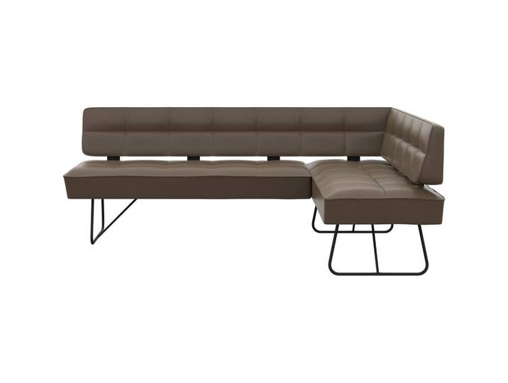 Moderano Eckbank, Grau, Metall, Echtleder, Semi-Anilinleder, 230x167 cm, Lederauswahl, Typenauswahl, in verschiedenen Größen erhältlich, Esszimmer, Bänke, Eckbänke
