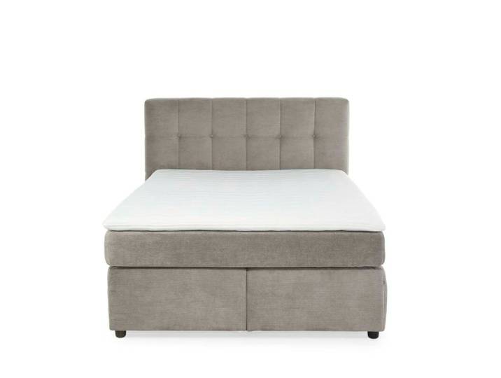 Trendstore Janah Boxspringbett mit Wendematratze H3/H4 - Cord dunkelbeige Modern, Zeitlos
