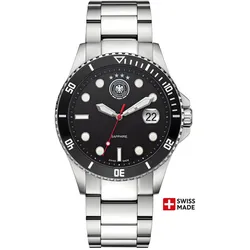 DFB - Metallband - Silber - schwarz - schwarz /42mm