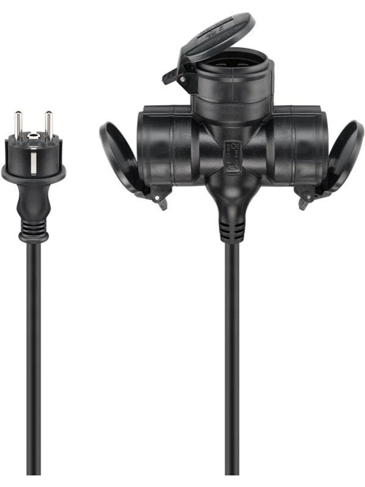 Pro Outdoor Triple Extension Cable - Power (CEE 7/7) - Type E/F Plug - Schwarz - 5m