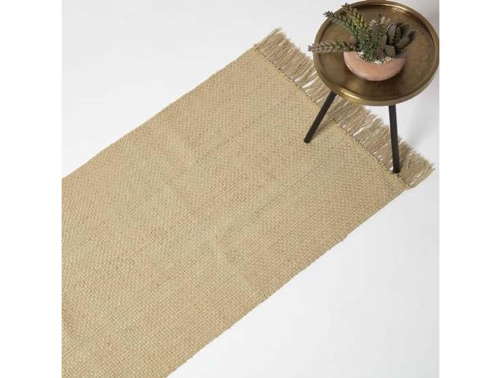 Homescapes Zaphyr Jute-Läufer Natur 66x200 cm, Flachgewebe-Teppich Naturfasern, Natur-Teppich-Läufer mit Fransen