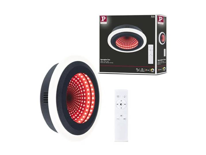 Paulmann 71037 Plafonnier LED Spaceglow Two RGB+ 1.200lm 200 mm 230 V 14W Noir mat gradable applique/plafonnier