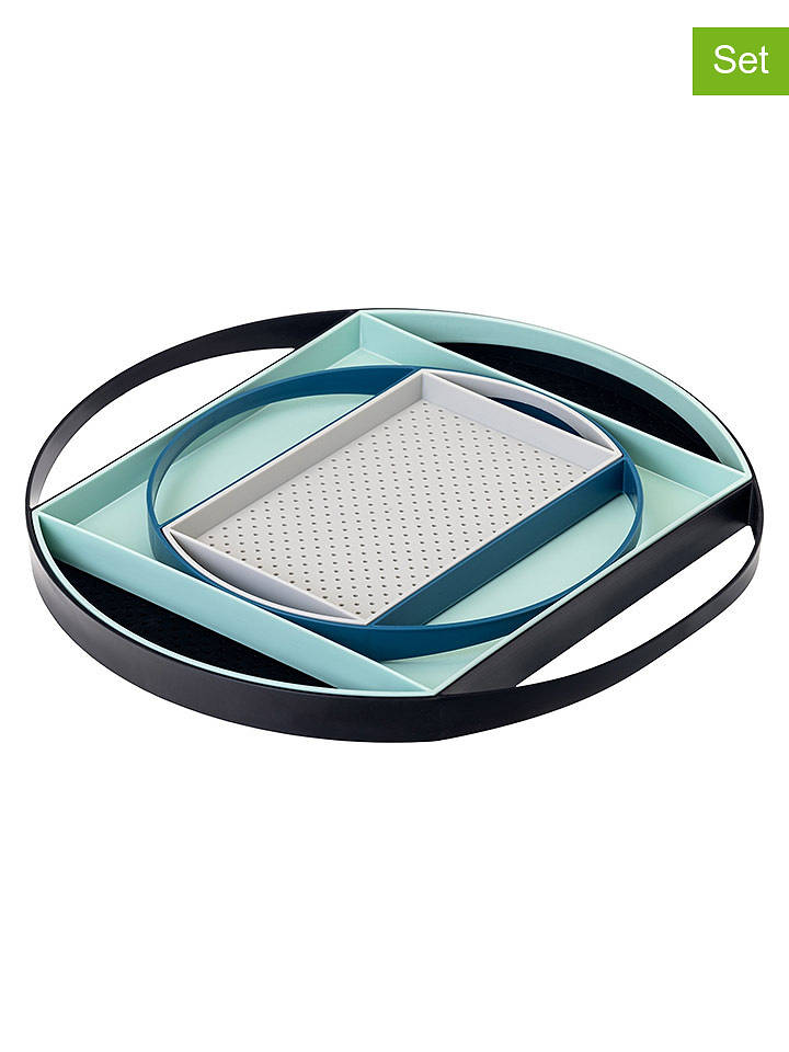 Vigar 4er-Set: Tabletts "Flap" in Schwarz/ Blau/ Türkis - onesize