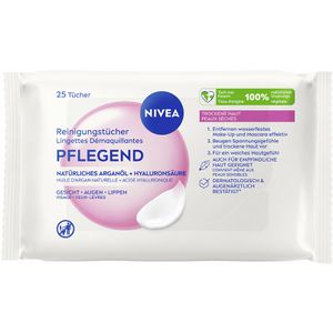Nivea Abschminktücher Reinigungstücher Pflegend, mit Arganöl & Hyaluron, trockene & empfindliche Haut, 25 Stück