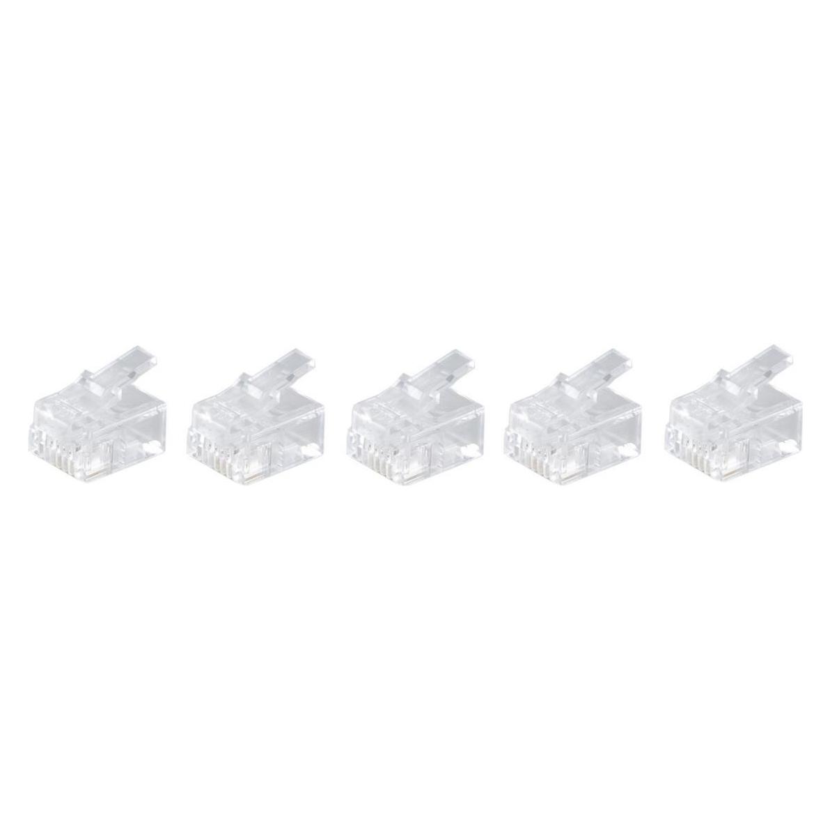 Shiverpeaks BASIC-S Modular-Stecker RJ11, ungeschirmt 6-polig, 4 Kontakte belegt, vergoldete Kontakte, im Poly- (BS72040-5)