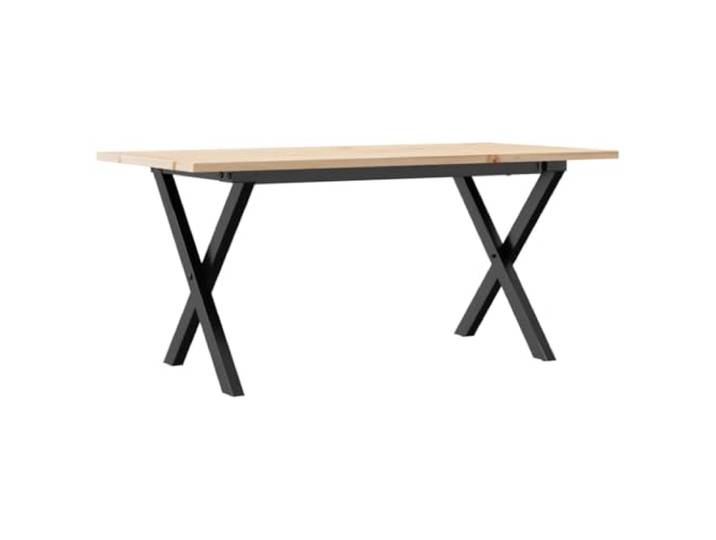 KTHLBRH Couchtisch X-Rahmen 100 x 50 x 45 cm Holz Kiefer und Stahl Unbehandeltes Kiefer-Massivholz, pulverbeschichteter Stahl, stabile X-Struktur, stabile Tischplatte, Selbstmontage