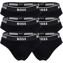 BOSS Herren Slips, 6er Pack - Briefs 3P Power, Cotton Stretch, Logo, einfarbig Schwarz / L