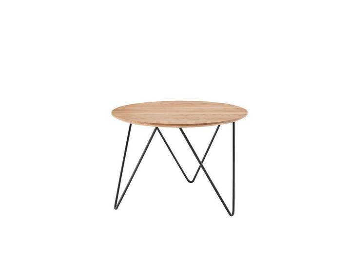 Main Möbel Couchtisch Couchtisch rund 60cm 'Lissabon' Wildeiche Stahl schwarz