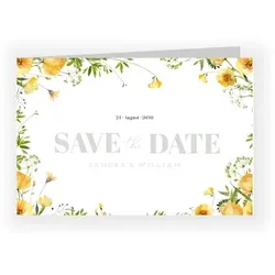 Save The Date Karte: Sonnige Blumen in Weiß