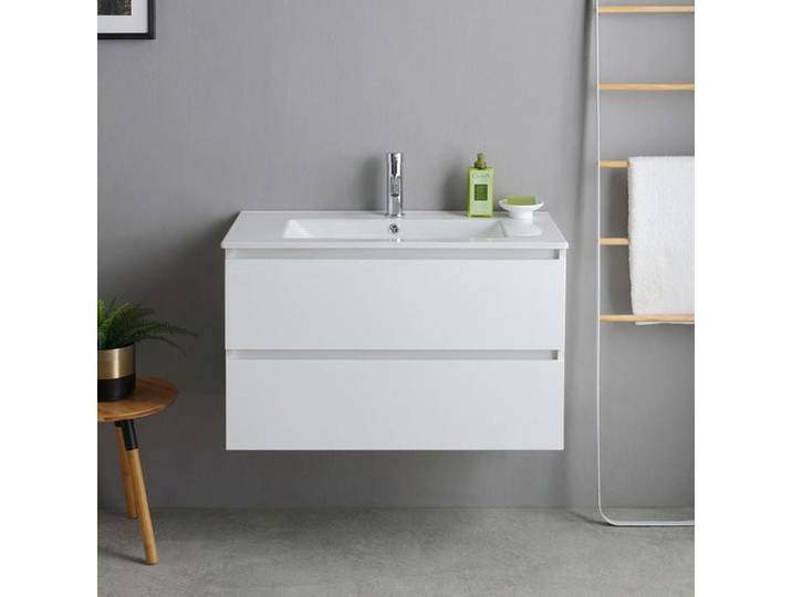 MEUBLE DE SALLE DE BAINS AVEC LAVABO 80CM BLANC BILBAO