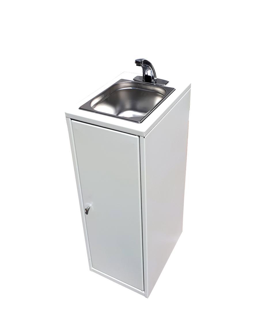 Mobiles Waschbecken Sensor mit Durchlauferhitzer 50°C | Autark ohne Wasseranschluss | Spüle kontaktlos mit Frisch- & Abwassertank | Gastro | UM1BBDb