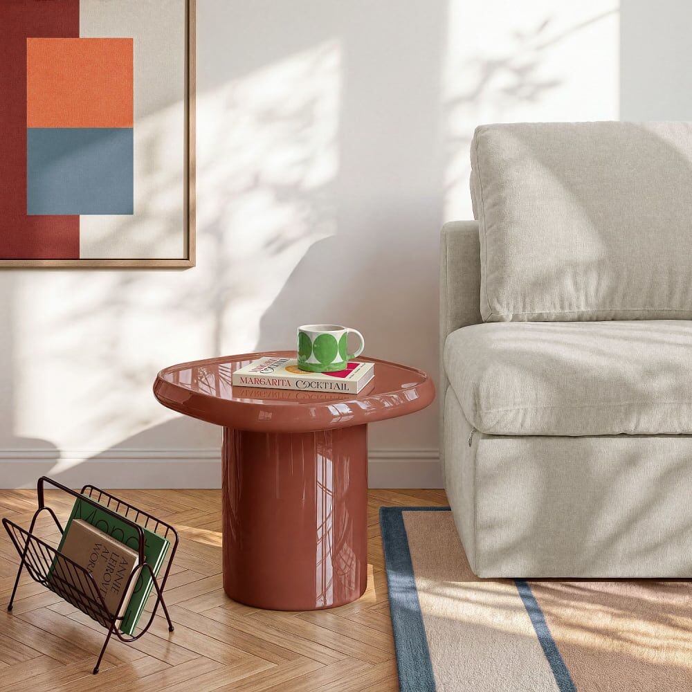 Habitat Table d'appoint carrée laquage haute brillance - orange brique Orange 47x40x47cm