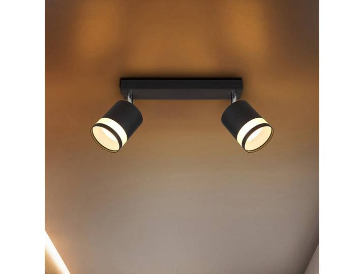 LED-Deckenleuchte 8 x 19 x 30cm Schwarz 2 Eisen, lackiert Acrylglas LED GX53