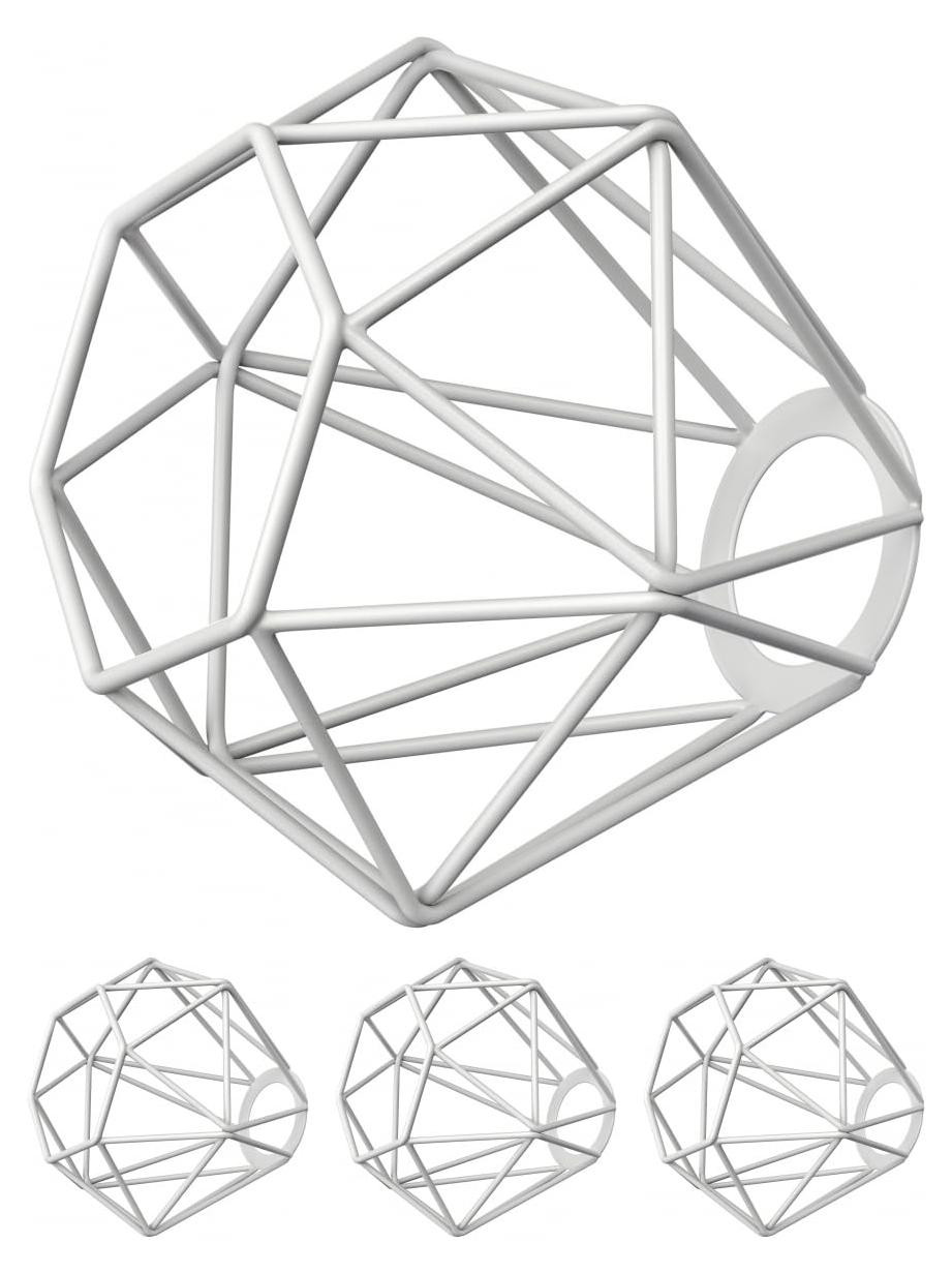 ledscom.de Set van 4 Lampenkappen met kooi, Wit, Diameter: 16 cm, Staal