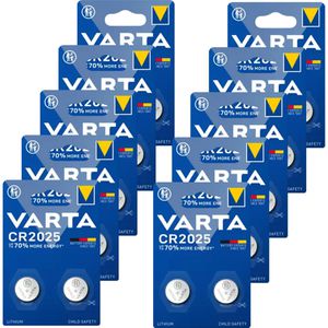 Varta Knopfzelle CR2025, 160 mAh, Lithium, 20 Stück