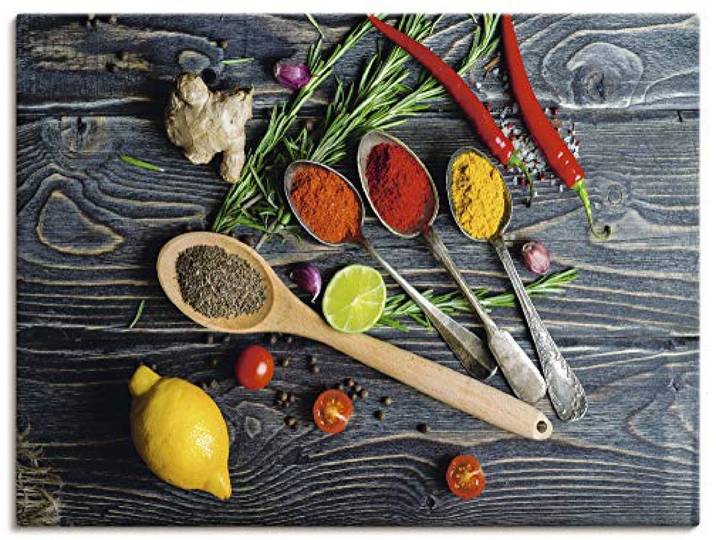 ARTLAND Wanddeko Leinwand Bilder Wandbild Querformat Küchenbilder Gewürze Essen Lebensmittel Chili Kräuter H9KD