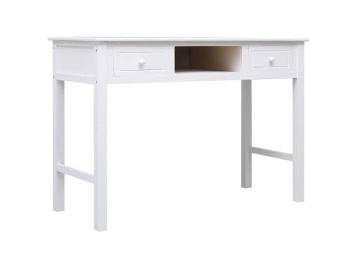HBBMGYD Schreibtisch aus Holz, Weiß, 110 x 45 x 76 cm, mit 2 Schubladen Mehrzweckmöbel, Konsolentisch oder Arbeitsplatz, Paulownia und Pappeln, integrierte Aufbewahrung, einfache Montage