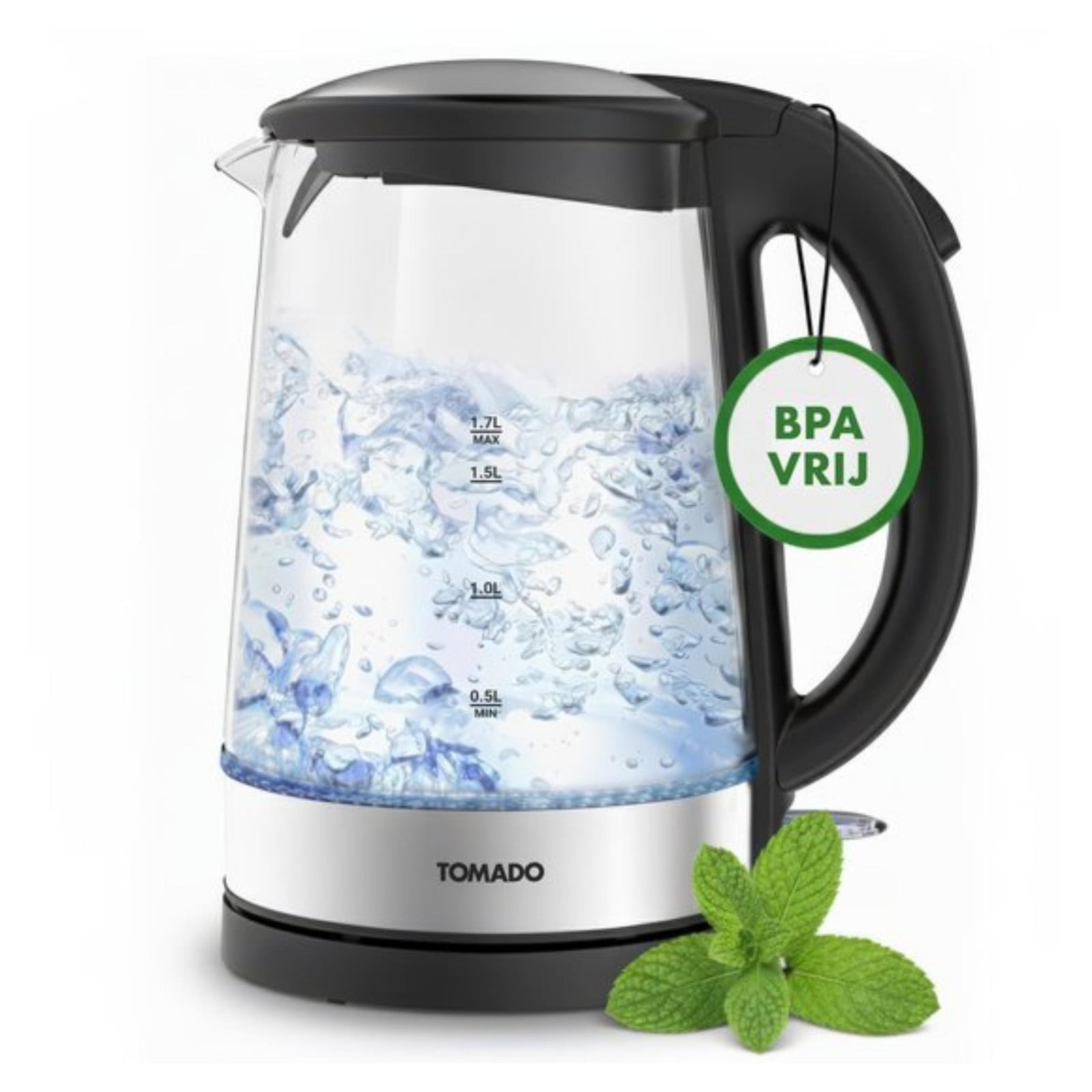 Tomado TWK1706G Glazen waterkoker met LED-verlichting - 1,7 liter - 2200 watt
