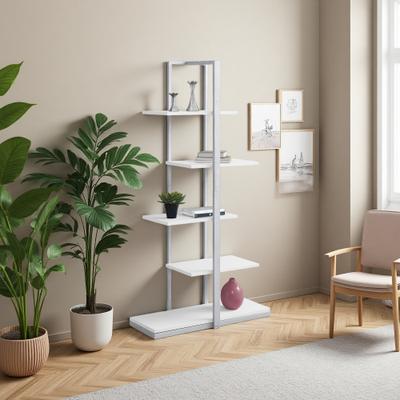 ZWYO HOSIMU 60in Laminate+Metal 5-Tier Etagere Bookshelf with Zig-Zag Design, Display Rack with Open Concept & Modern Industrial Style