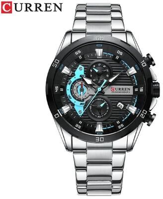 Uplifted Finds Curren Stainless Steel Mens Watch With Luminous Chronograph Dial silver