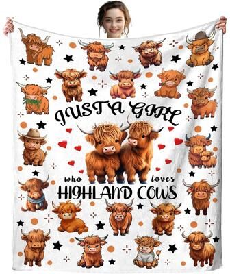 Shop Station Cute Highland Cow Blanket Soft Flannel Throw Blanket For Couch, Bed & Cozy Home Decor b 27.56 39.37 In