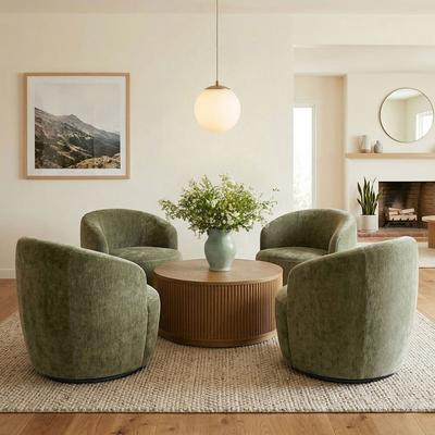 Housely Comfy Chenille 360 Swivel Barrel Accent Chair(Set of 4)