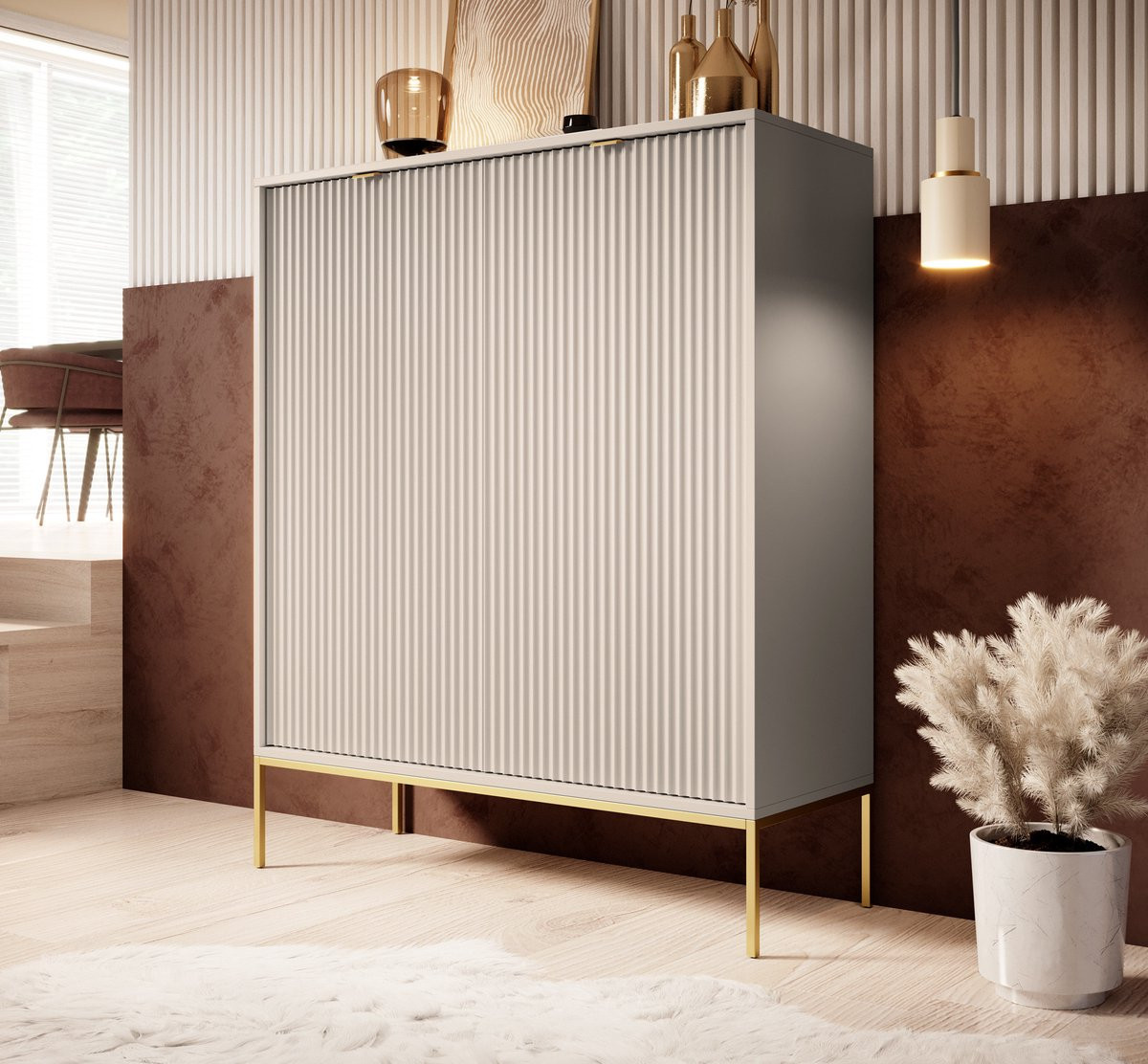 Meubella Dressoir Navil 2 Beige Breedte: 104 cm