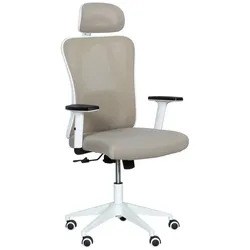 Carmen 7588 Ergonomischer Bürostuhl mit Netzrücken, Kopfstütze, Lordosenstütze und 1D-Armlehnen – Beige