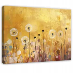 LEINWANDBILD Abstrakt Blumen Wiese Gold Modern Wohnzimmer 120x80