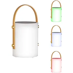 LED Solarlampe Tischleuchte dimmbar mit Fernbedienung Außenleuchte Akku Tischlampe, USB Kabel, RGB Farbwechsel, weiß beige, warmweiß, DxH 11,5 x 24 cm