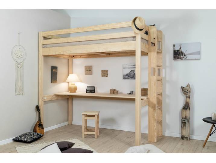 Lit mezzanine 120x190 avec grand bureau CARLIT