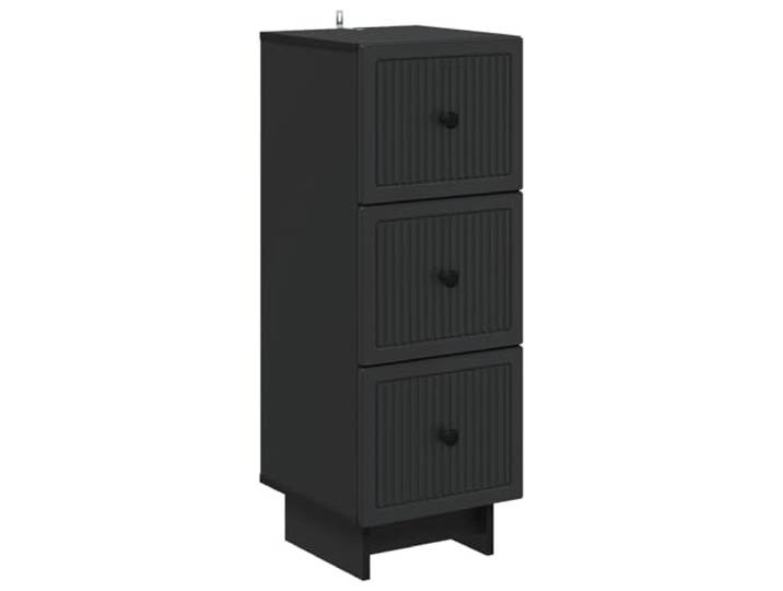 QINXIXINAIXI Schubladenschrank Schwarz 33 x 34,5 x 90 cm Holzwerkstoff Vintage-Look, rechteckige Form, Metallknopfgriffe, sanft gleitende Schubladen, Wandbefestigung, pflegeleicht