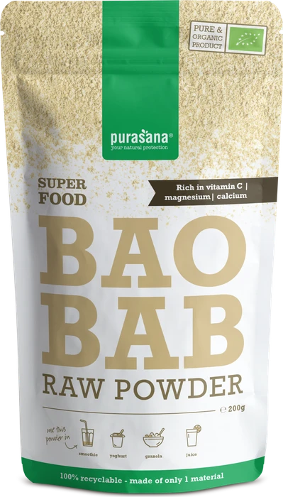Purasana Baobab Poeder Bio 200 g Pulver