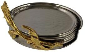 Elegance "Heim Concept Hammered 7 Pcs Coaster Set, 4"" Diameter"