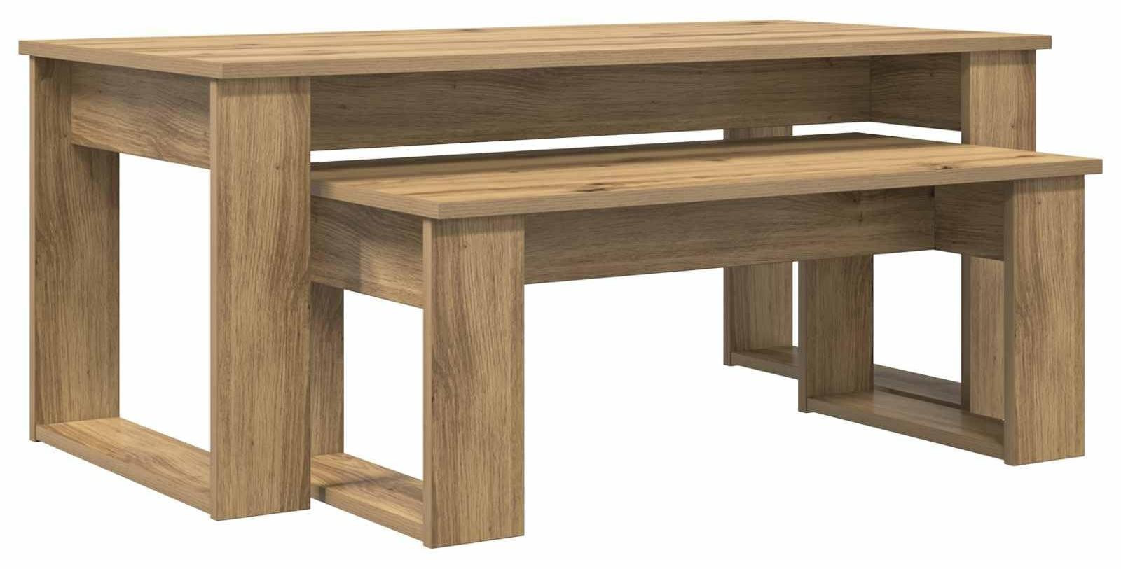 Set van 2 moderne salontafels van eikenhout