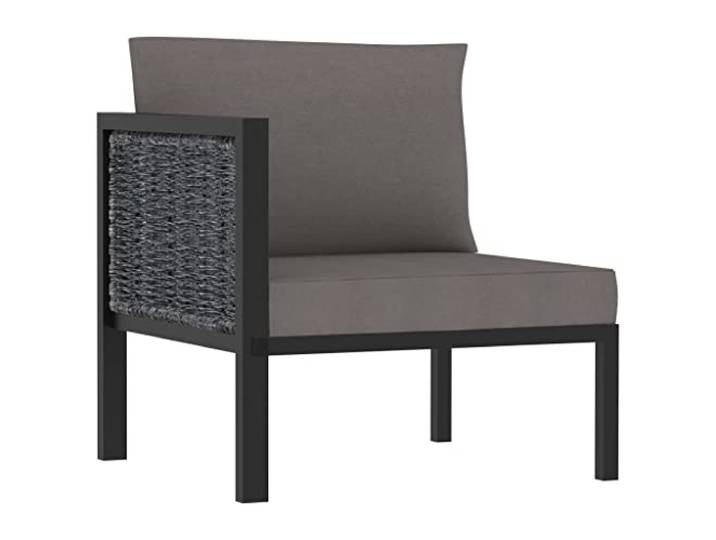 POUFGDR Ecksofa aus Kunstharz, gewebt, mit Armlehne, rechts Aluminiumrahmen, pulverbeschichtet, Kissen, Rückenkissen, Verwendung im Innen- und Außenbereich
