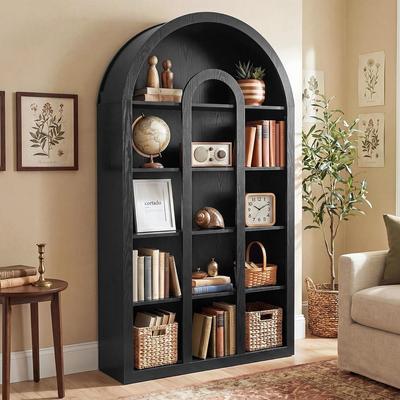 Bluebell 71-Inch Tall Arched Bookshelf with Open Shelves for Living Room, Office, Bedroom