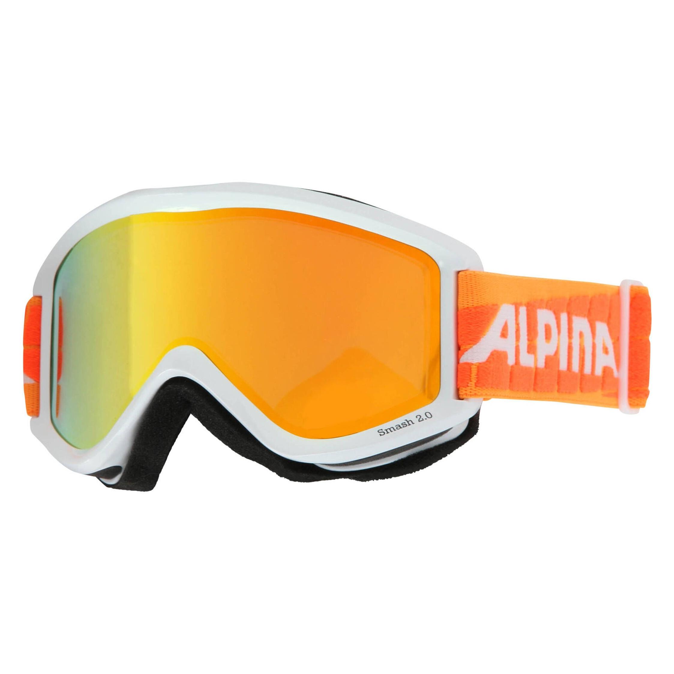 Alpina Smash 2.0 Multi Mirror Skibrille (Farbe: 813 weiss/orange, Scheibe: MULTIMIROR, orang... (30123374)
