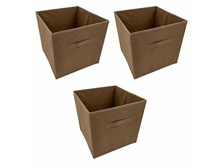 ADOB 3er Set Faltbox, Aufbewahrungsbox, Aufbewahrungskiste in Würfelform, Farbe Braun, 90100