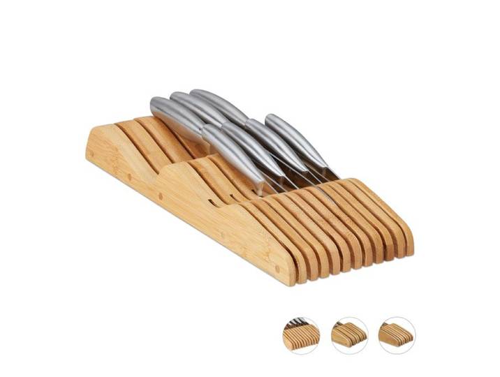 Relaxdays Messerblock Bambus für Schublade