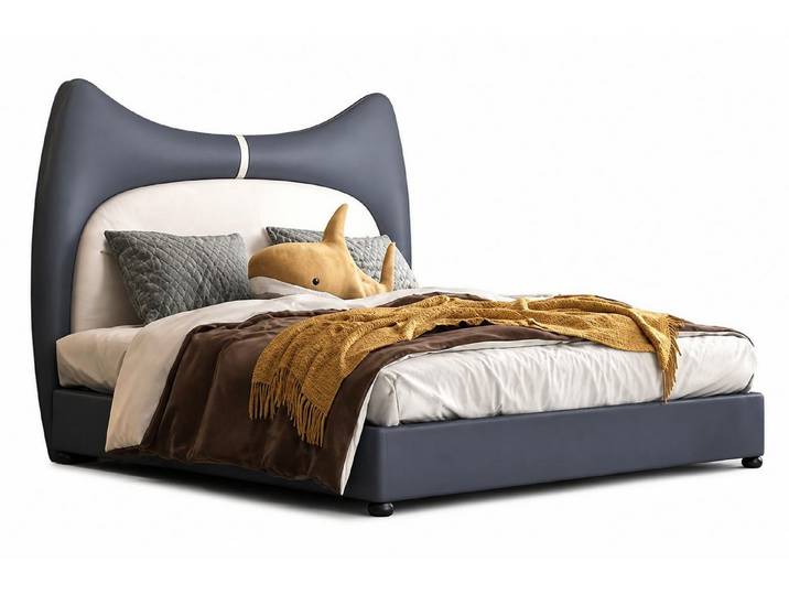 JVmoebel Kinderbett Graues Kinderbett Jugendbett Leder modern für Jungen Kindermöbel, Made in Europa
