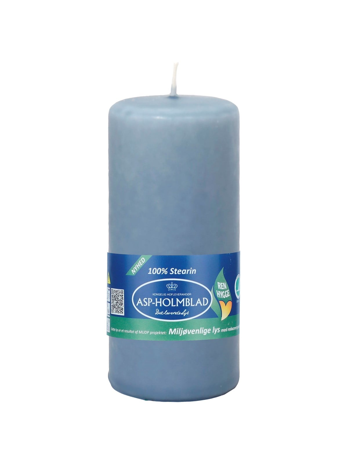 Asp-Holmblad Emissionsarme Stumpenkerze Staubiges Blau