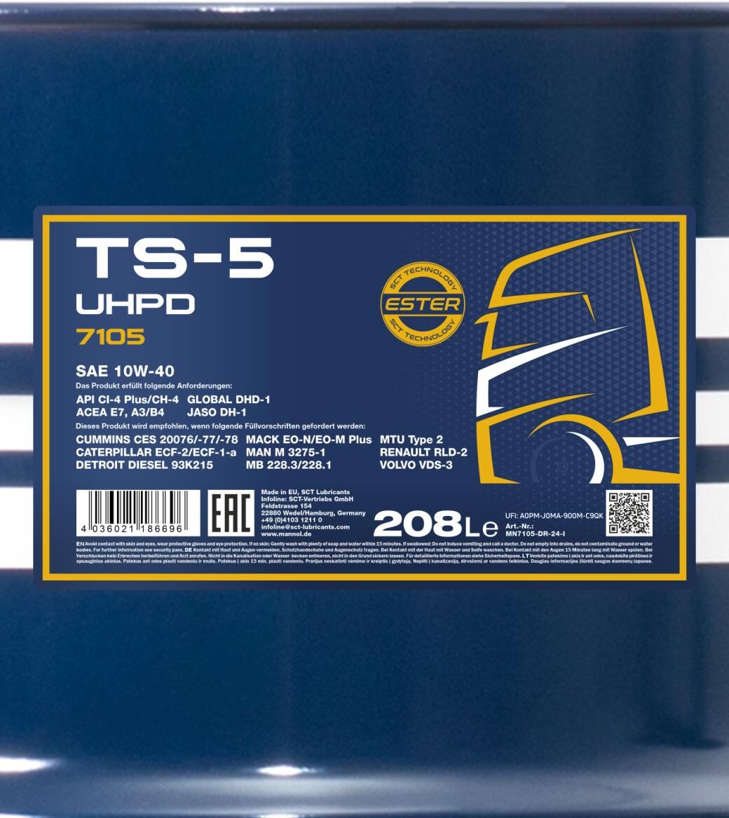 Sct - Mannol Motoröl Mannol Ts-5 Uhpd 10w-40 [208l] Mn7105dr 208l