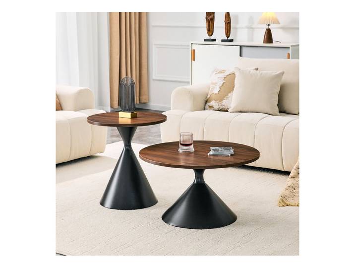 REDOM Couchtisch Beistelltisch Set 2-teilig mit Konus-Design, Sofatisch (mit stabilem Metallgestell für verschiedene Räume, 2-St., mit stabilem Metallgestell für verschiedene Räume), platzsparende Wohnzimmertische in Holzoptik