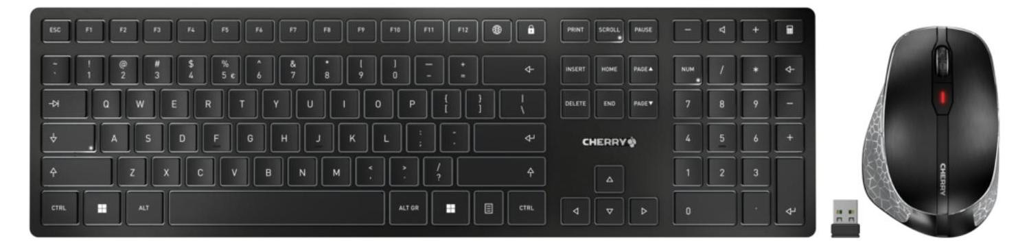 Cherry DW 9500 Slim draadloze toetsenbord en muis set, zwart, Zwitsers toetsenbordlayout